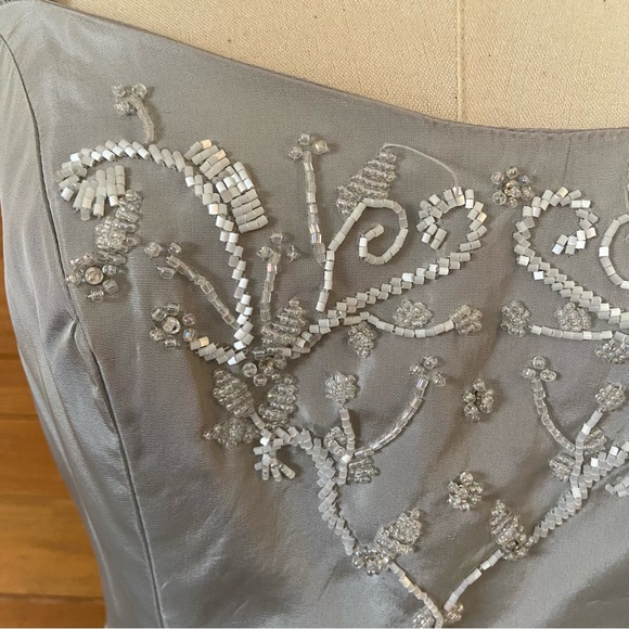 Mori Lee vintage 90s y2k silver ball gown quinceañera floral dress - Picture 3 of 8